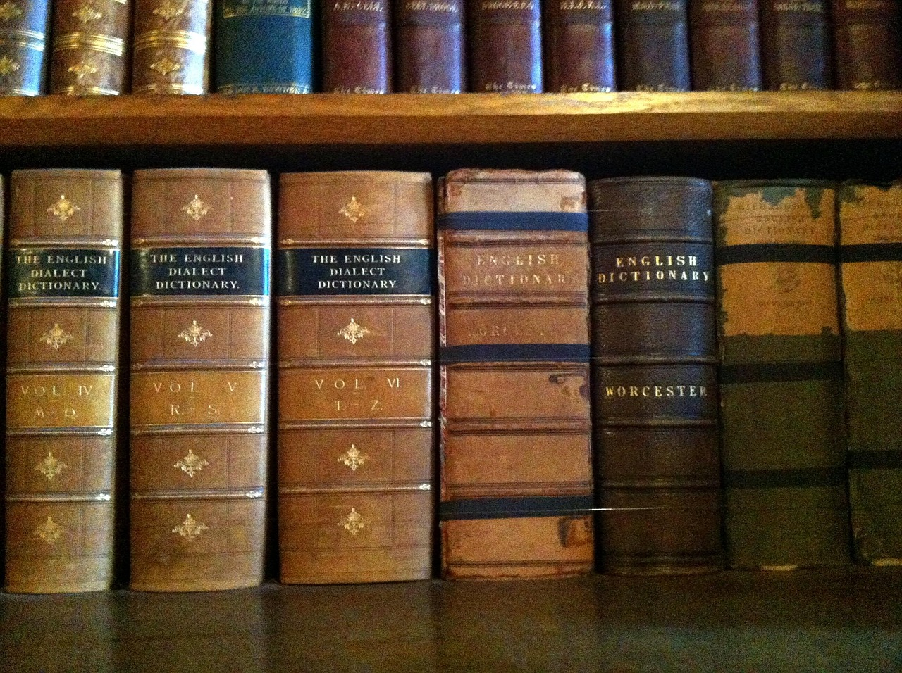 Old English dictionary volumes, symbolizing how everyday words have changed meaning over time