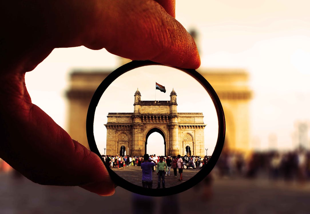 Gateway of India in Mumbai formerly named Bombay framed through a handheld lens